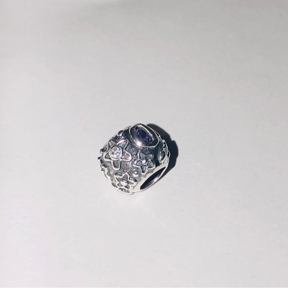 925 Solid Sterling Silver Amethyst Charm - image 2